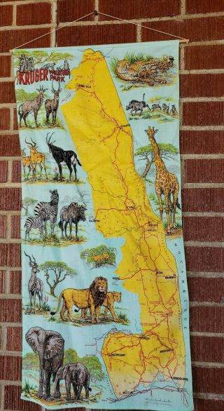 L@@k Rare Kruger Wildtuin Park Tapestry 16 " X 34 " Vintage 1970 