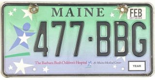 99 Cent Maine Barbara Bush Childrens Hospital License Plate 477 - Bbg Nr