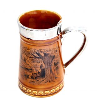 Lord Nelson Pottery Decorative (brown/silver) Tankard - - A16