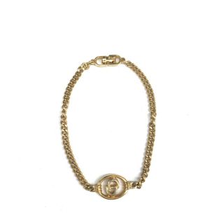 Christian Dior Vintage Gold Bracelet Chain Cd Logo Signed Authentic