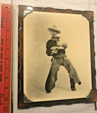 Vintage John Wayne Decoupaged on Wood Black and White 2