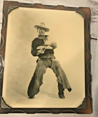 Vintage John Wayne Decoupaged on Wood Black and White 3