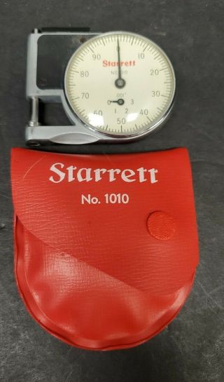 Vintage Starrett No.  1010 Dial Indicator Pocket Gage With Case