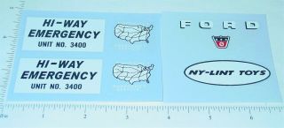 Nylint Cabover Ford Hiway Emergency Sticker Set Ny - 008
