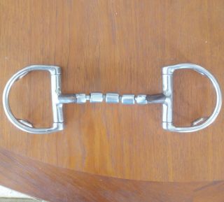 Myler Pony 4 1/2 Comfort Snaffle 3 Roller Dee Ring Bit With Hooks Vintage Style