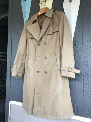 Vintage Polish Military Double Breasted Trench Coat Burberry Nova Check Lining