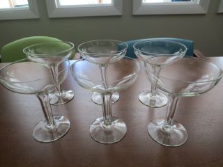 6 Vintage Hand Blown Crystal Hollow Stem Champagne Glasses 6 Ounces