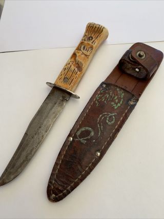 Vintage Colonial Prov Usa Hunting Knife W/ Sheath