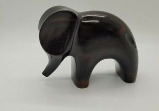 Vintage Mid Century Elephant African Wooden Hand Carved Stylized Art Sculpture