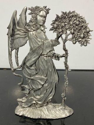 Vintage Rare Seagull Pewter Winged Mythical Dragon Fairy Tree Art Statue