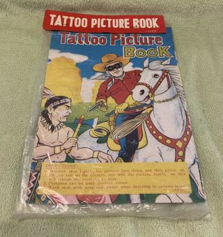 Rare Vtg 1950s Cowboy,  Indian And Horse Tattoo Picture Book Nos Japan
