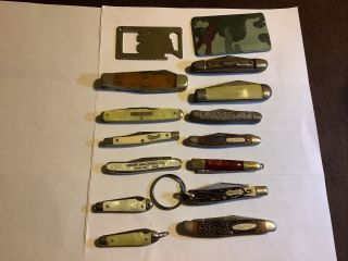 14 Pocket Knives,  Kabar,  Uncle Henry,  Old Timer,  Bakalite Etc.