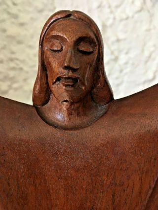 Vintage JOSE PINAL Carved Wood Figure ' Jesus With Arms Opened Wide ' 2