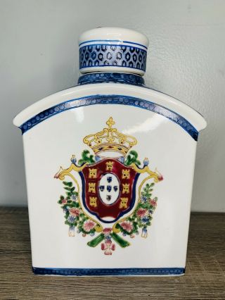 Oriental Accent Ceramic Decorative Crown And Crest Motif Bottle Made In China