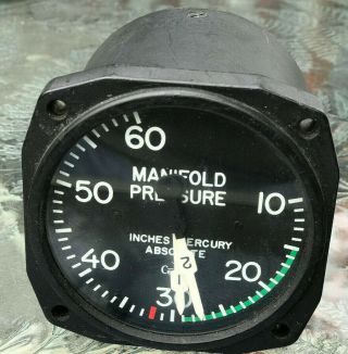 Vintage Cessna Manifold Pressure Gauge Ch 2535
