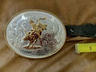 Vintage Montana Silversmith Belt Buckle German Silver Plate Rodeo Cowboy