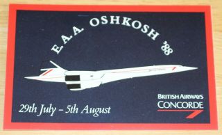 Rare 1988 E.  A.  A.  Oshkosh Air Show British Airways Concorde Sticker