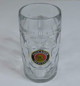Paulaner Munchen 1 Liter Dimpled Glass Beer Stein Mug