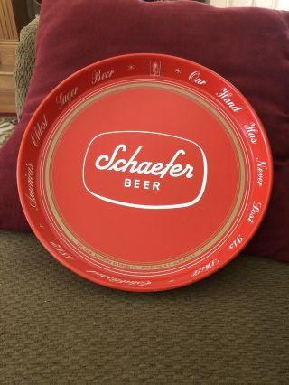 Vintage Red Schaefer Beer Tray 12”