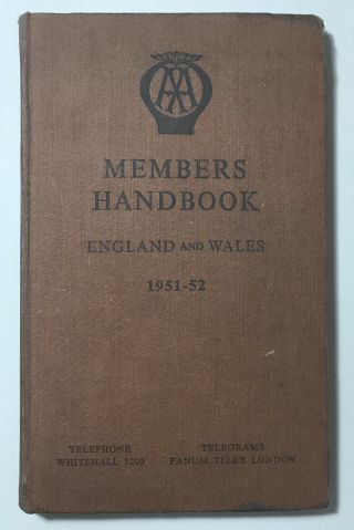 Aa Members Handbook 1951 - 1952 England And Wales - Postage