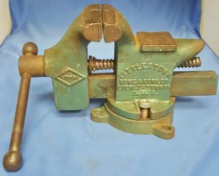 Vintage Littlestown No 25 Littco 3 - 1/2 " Jaw Swivel Base Bench Vise With Anvil