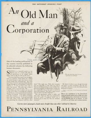 1928 Pennsylvania Railroad Prr Train Engineman Engineer Pension Plan Art Ad