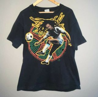 Vtg 90s Bob Marley Soccer T - Shirt Xl Vintage Reggae Rock Hip Hop Rap Tee Rare
