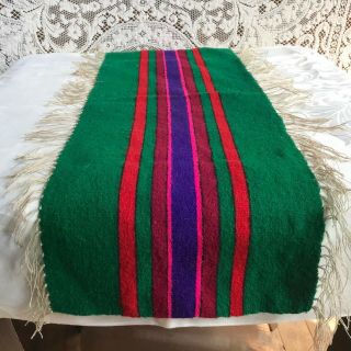 Polish Woven Striped Wool Table Runner Traditional Folk Art 9.  75 X 30 "