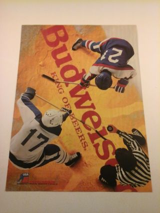 Vtg 1988 Beer Print Ad - Budweiser - Sponsor 1988 U.  S.  Olympic Team - Hockey