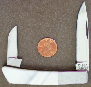 Vintage Gerber Silver Knight Pearl Handled Pocket Knife - 2 Blades - Sakai Japan