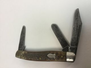 Vintage Schrade 881 Large Stockman 3 Blade Folding Pocket Knife Usa