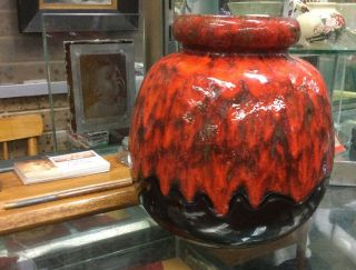 Vintage Retro West German Pottery Lava Vase