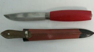 Vintage Broderna Jonsson Mora Sweden Knife Red Handle Hunting Fishing