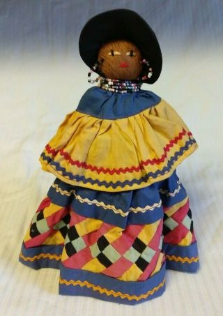 Vintage Native American Florida Seminole Indian Doll Patchwork Woman Palmetto