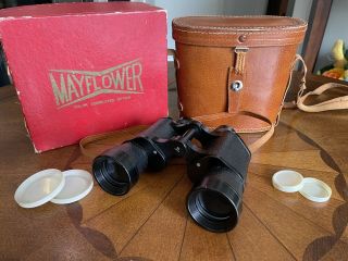 VINTAGE MAYFLOWER 7x35 BINOCULARS With Leather Case And Box Japan 2