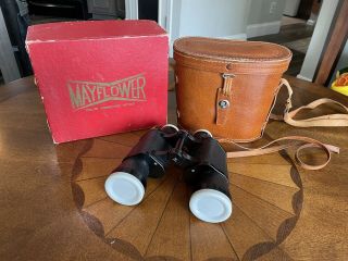 VINTAGE MAYFLOWER 7x35 BINOCULARS With Leather Case And Box Japan 3