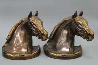 Dodge Inc.  Gladys Brown Designed Vintage Metal Bronze Horse Head Bookends