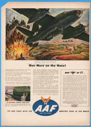 1944 Aaf Army Air Force B - 26 Marauder The Exterminator Wwii Recruiting Ad