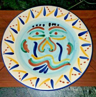 Vtg T Vazquez Talavera Mexico Mexican Pottery - Face Plate 12 1/2 "