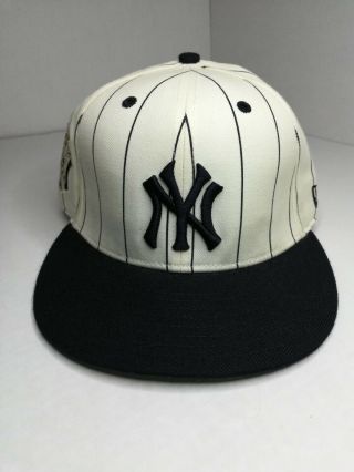 York Yankees Pinstripe Mlb Baseball Fitted Hat Size 7 1/8 Vintage Vtg Rare