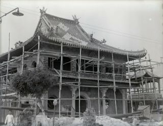 1940 Chinese Shrine Construction - Tsingtao China - Vintage Negative,  Photo