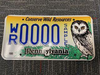 1995 Pa Pennsylvania Conserve Wild Resources Owl Sample License Plate