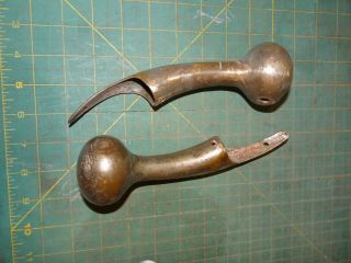 Vintage Pair 8 " Horse Hames Harness Brass Ball Knob Cane Handle