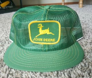 Vtg John Deere Snapback Trucker Hat All Full Mesh Patch Cap Louisville Mfg Usa
