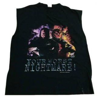 Vintage 1999 Your Worst Nightmare Undertaker Kane Wwf Wwe T Shirt 2xl