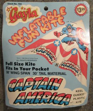 Marvel Captain America Gayla Inflatable Kite 1985