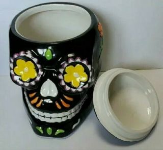Dia De Los Muertos Day Of The Dead Sugar Skull Ceramic Cookie Jar 9 Inches