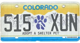 99 Cent Colorado Adopt A Shelter Pet License Plate 515 - Xun