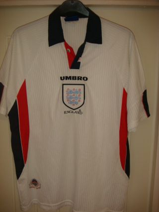 England Vintage Home 1998 Umbro Football Shirt - 1997/99 - Xl Adult - X70