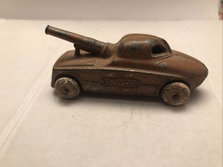 Vintage Barclay Cast Iron Metal Toy Tank Rubber Tires Toy Weapon 3”